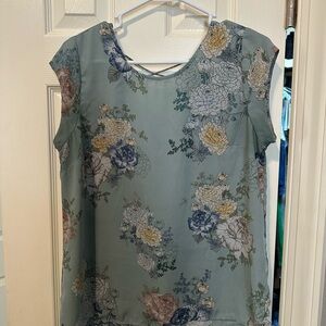 DR2 Blue Floral Women's Blouse
